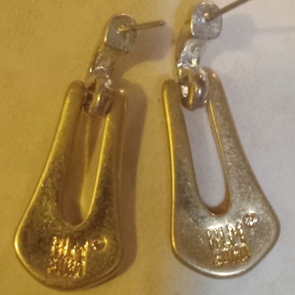 Robert Lee Morris RLM SOHO Dangle Two-tone Peirced Earrings. Mixed metals. - Picture 4 of 4